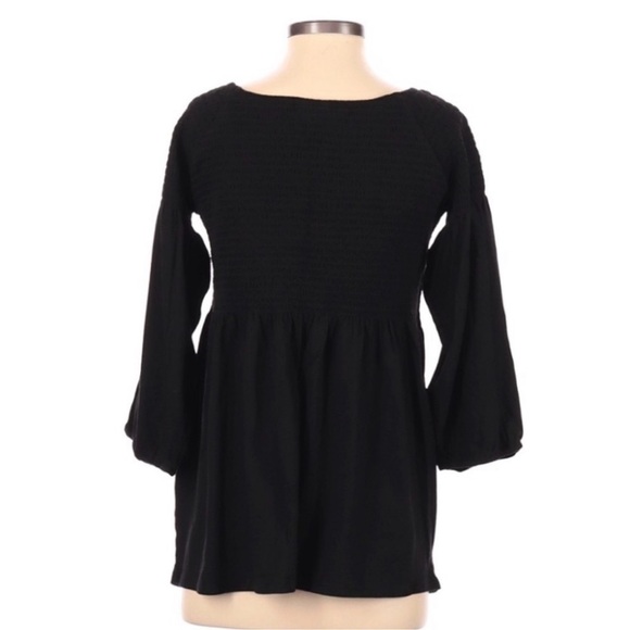 J. Jill Smocked Peasant Tunic 3/4 Sleeve Top - Black Sz S - Picture 8 of 9